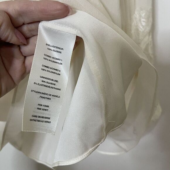 ALICE + OLIVIA IVORY LACE DETAIL LONG SLEEVE SILK BLOUSE TOP SIZE SMALL - Picture 6 of 6